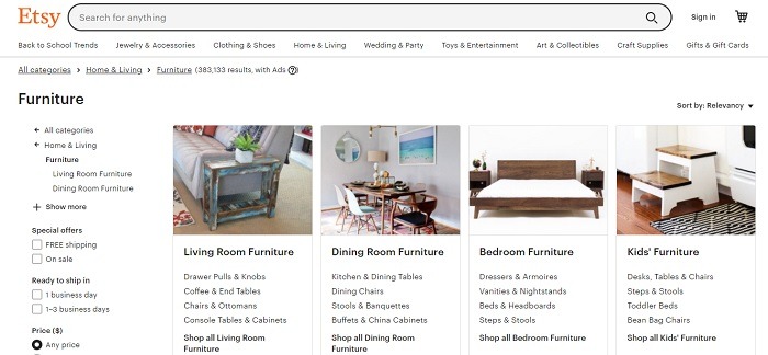 Best Websites For Online Furniture Shopping Etsy