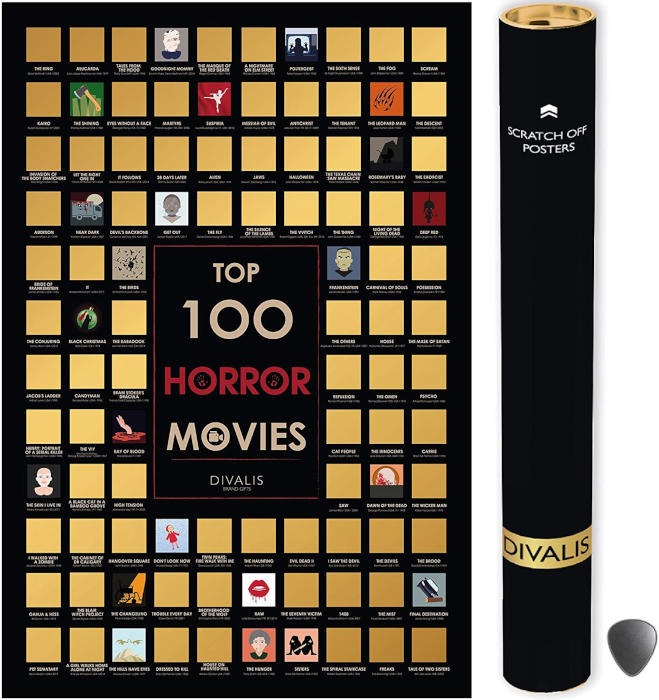 Horror Movie Gifts Top 100 Horror Movies Scratch Off Poster
