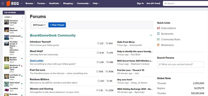 Best Geeky Social Networks And Forums Bgg