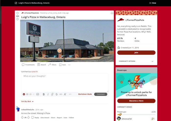 Weirdest Subreddits Formerpizzahuts