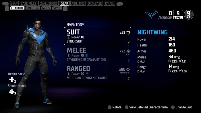 Gotham Knights' Stat Screen