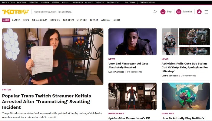 All The Best Websites For Gamers Kotaku