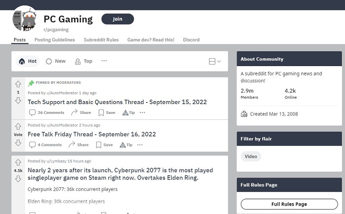 All The Best Subreddits For Gamers Pcgaming